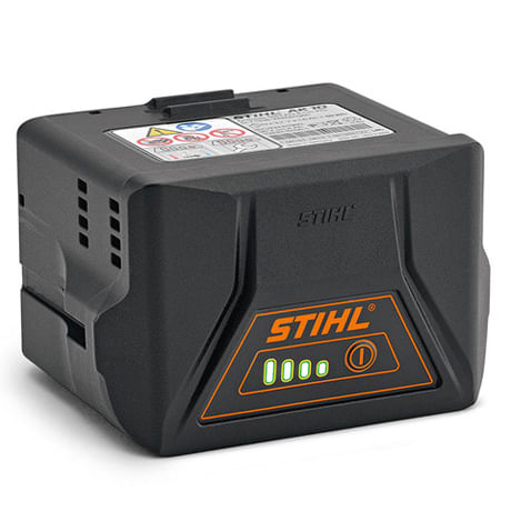 Batteria Stihl AK 10 agli ioni di litio da 72 Wh con indicatore dello stato di carica al LED.