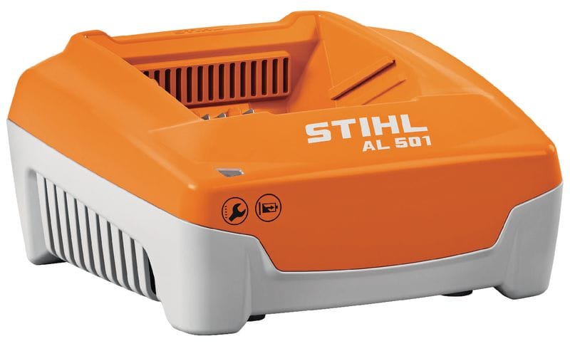 Caricabatterie rapido AL 501 Stihl compatibile con le batterie AP, AK, AR con indicatore dello stato di funzionamento al LED.