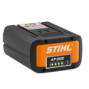 Batteria Stihl AP 200 S agli ioni di litio da 187 Wh con indicatore dello stato di carica al LED.