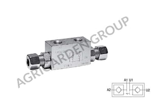 Valvola di blocco pilotata doppio effetto in linea con ogiva