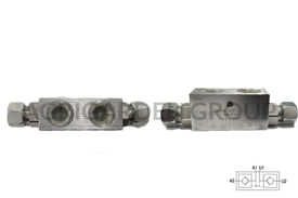 Valvola di blocco pilotata doppio effetto in linea con ogiva