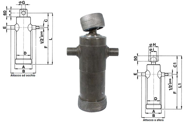 Cilindro telescopico idraulico per rimorchi agricoli e industriali