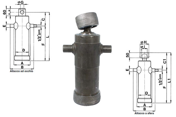 Cilindro telescopico idraulico per rimorchi agricoli e industriali
