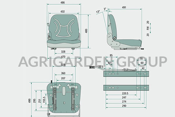Sedile pvc con regolazione schienale