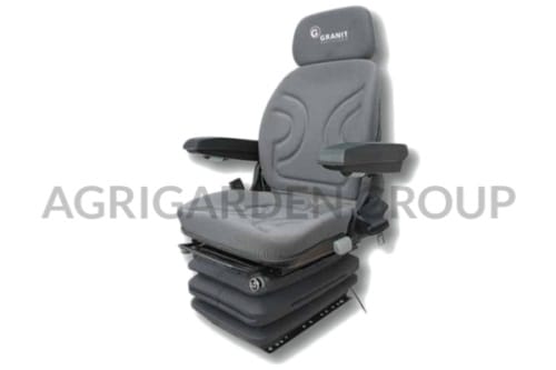 Sedile in tessuto grigio sospensione pneumatica con regolazione schienale, altezza per trattore