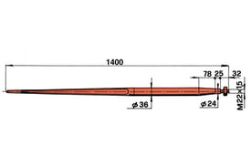 Forca a punta conica 36x1400 rosso