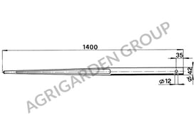 Forca a punta cilindrica 42x1400 tipo forato per caricatori di rotoballe