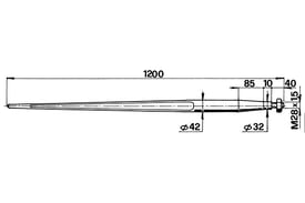 Forca a punta conica 42x1200 completa di dado per caricatori di rotoballe