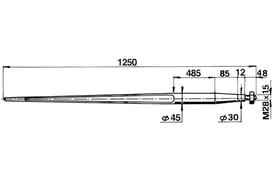 Forca a punta conica 45x1250 completa di dado per caricatori di rotoballe