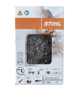 Catena originale stihl 72 maglie passo 1/4" spessore 1,1mm per barra 35cm