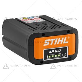 Batteria Stihl AP 100 agli ioni di litio da 94 Wh con indicatore dello stato di carica al LED.