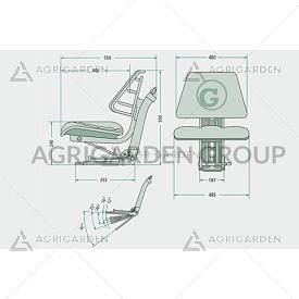 Sedile meccanico pvc universale con regolazione schienale in 5 posizioni per trattore