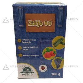 ZOLFO 80 in polvere confezione da 200gr per uso agricolo nutre e fortifica le piante.