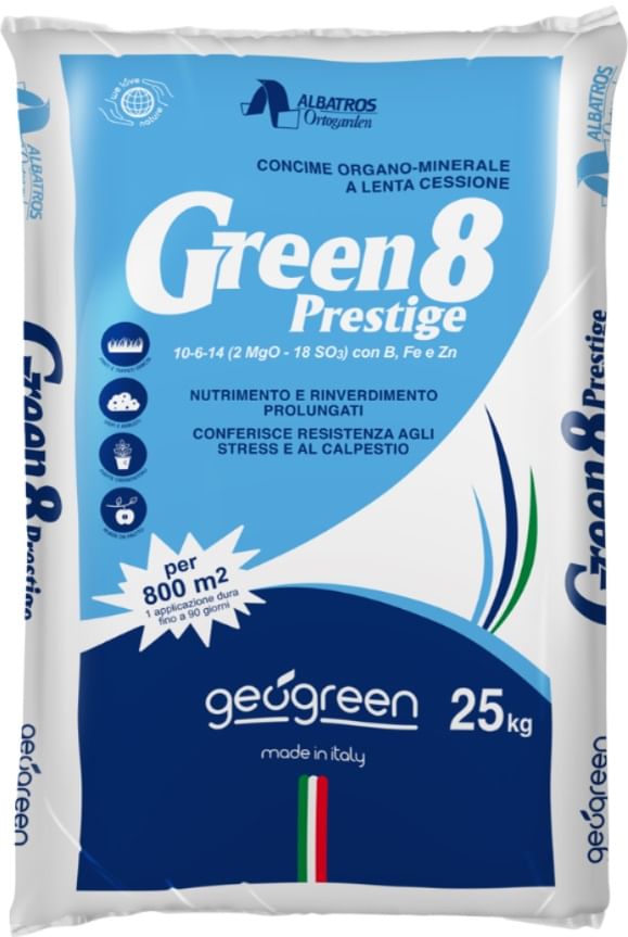 Concime organo minerale GREEN 8 antistress in granuli sacco da 25Kg [NPK 10-6-14(18)+micro]