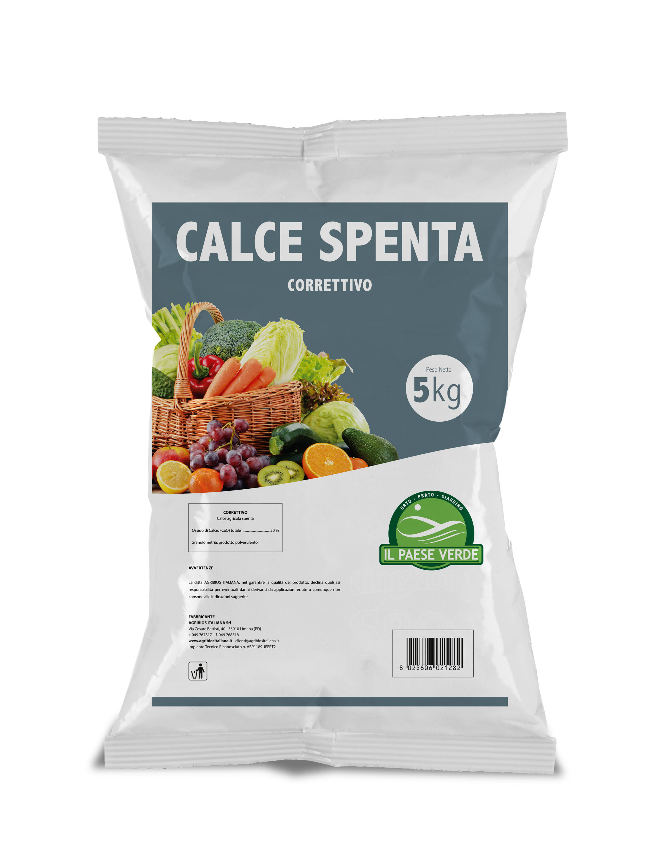 Calce spenta in polvere sacco da 5Kg integratore di calcio e correttore del PH del terreno.