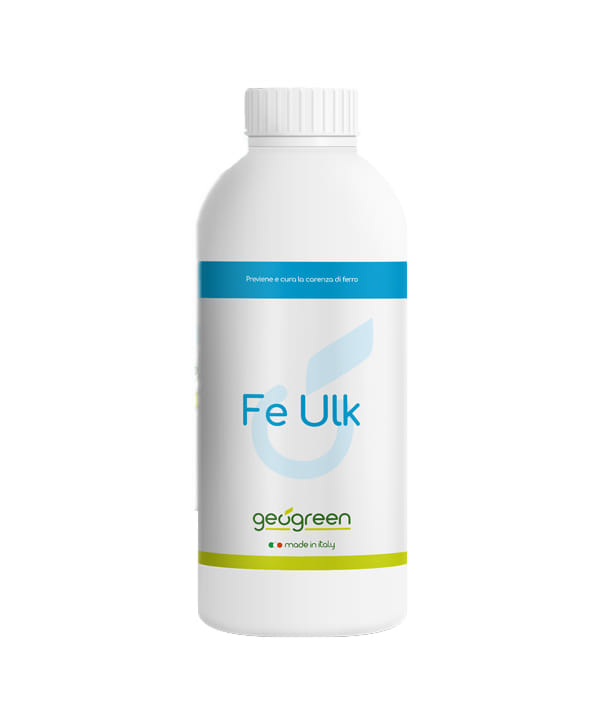 Concime minerale liquido FeULK bottiglia da 1Kg a base di ferro complessato con aminoacidi e peptidi.