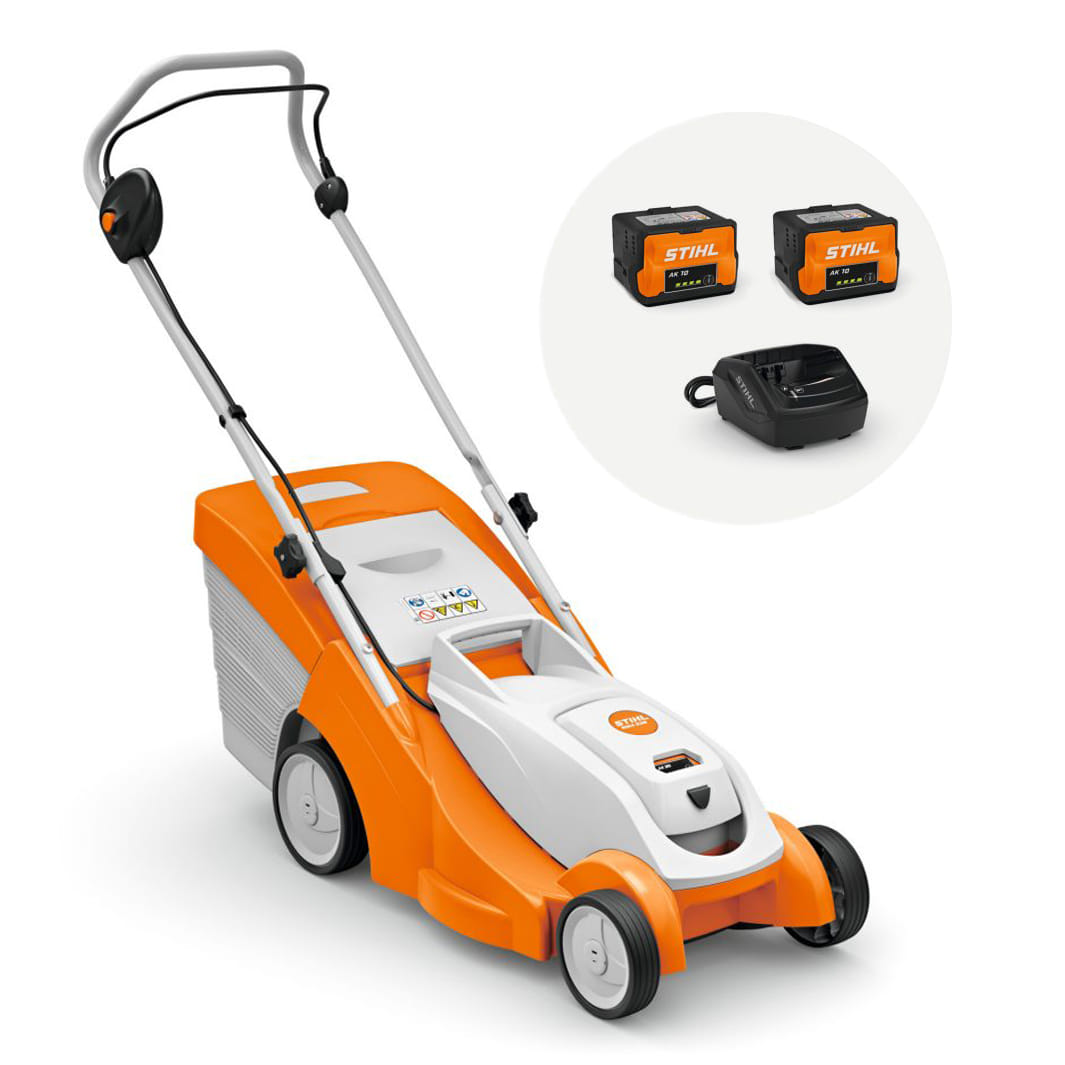 Tagliaerba Stihl RMA 239 a batteria da 900W e 13kg di peso-kit con 2 AK30+AL101